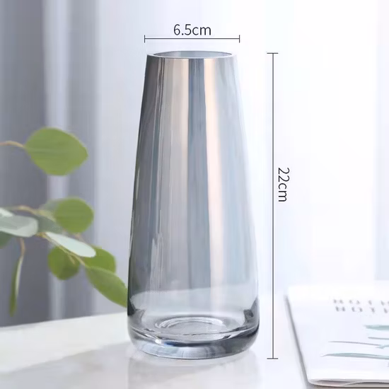 Vaso de flores de vidro para decoração de casa moderna redonda preta mate