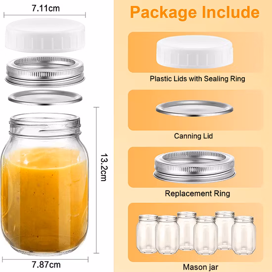 Personalizado impresso 16 onças 700 ml 1L conservas de alimentos diversos potes de vidro frasco de mel com tampa de metal