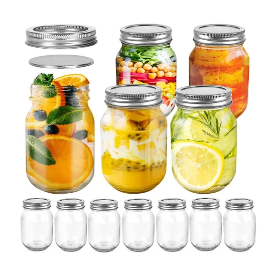 Frascos de vidro de boca regular transparente personalizados 32 onças com tampa 1000ml 1l frascos de armazenamento para enlatados picles de mel de amendoim